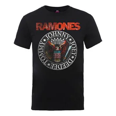 Buy The Ramones Vintage Eagle Seal Black Loose T-Shirt - Rock Merch • 17.95£