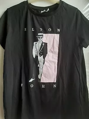 Buy ELTON JOHN Official Licensed Ladies 12/14 T Shirt Tux Photo Black Cotton Medium • 8£