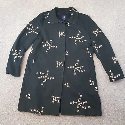 Buy Gap Womens Jacket Large Black Floral Button Up Outdoor Pockets Ladies VTG • 9.99£