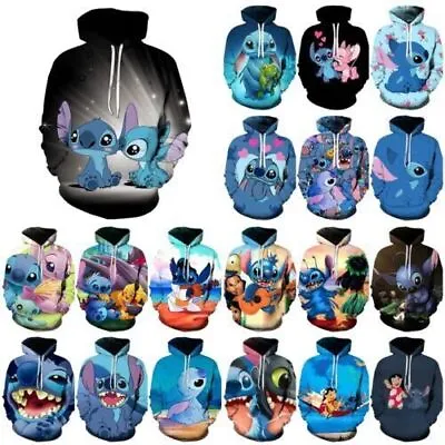 Buy Women Girls Lilo & Stitch 3D Hooded Hoodies Sweatshirt Pullover Jumper Tops Gift • 23.99£
