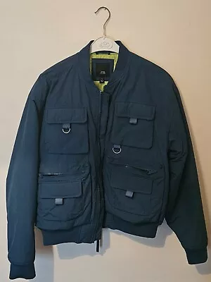 Buy River Island Mens Jacket Blue Regular Fit Multi Pocket • 35£