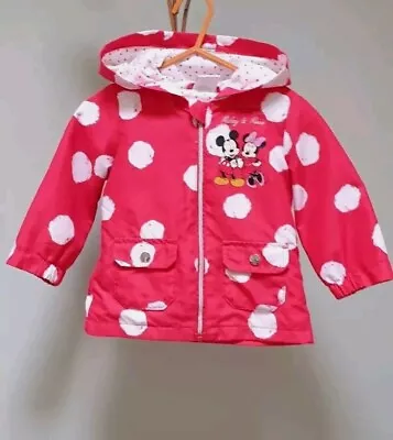 Buy 🌸Disney Minnie Mickey Mouse Red Spot  Baby Girl Raincoat Jacket Size 6-9 Months • 2.50£