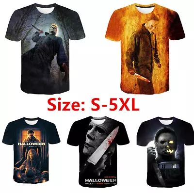 Buy Michael Myers Tshirt  3D Men Women T-shirt Short Sleeve Pullover Tops UK • 12.76£