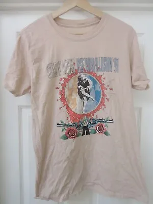 Buy Ladies / Girls Small Guns N Roses Print Beige Short Sleeve T Shirt 2021 • 2.90£