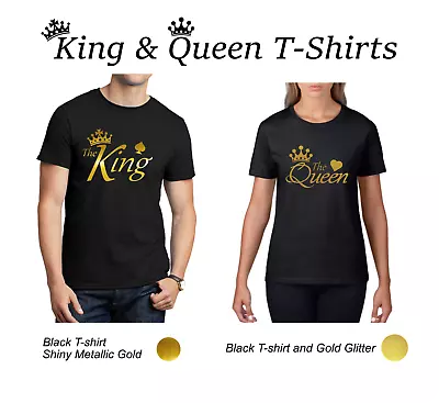 Buy King And Queen T-Shirts Men's Women's Adults Youths Top Personalised Fancy Dress • 10.49£
