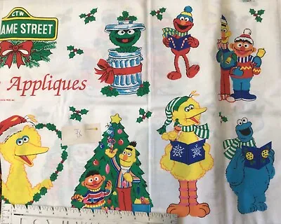 Buy Vintage Sesame Street Holiday Christmas Appliqué Fabric Panel Elmo Big Bird • 11.36£