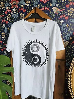 Buy Gildan, Ladies, Cotton T Shirt. 90's Style, Sun, Moon, Hippie, Boho • 6£