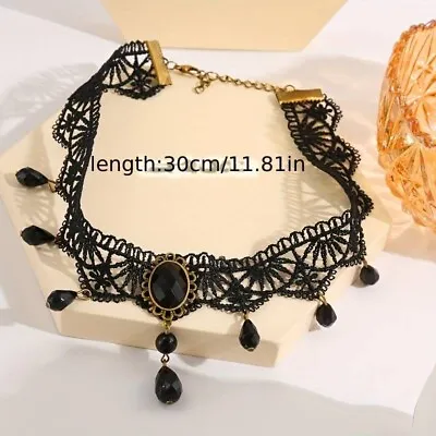 Buy Black Gothic Lace Retro Choker Necklace Pendant Chocker Chain Jewelry Gift • 2.70£