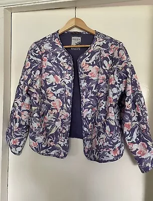 Buy Marks And Spencer Indigo Collection Lightly Quilted Jacket Size 18 Floral Lilac • 8.99£
