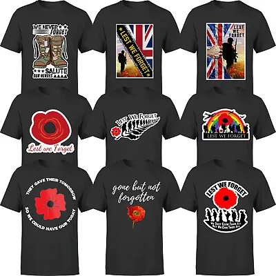 Buy Lest We Forget Poppy Flower Remembrance Day War Forces Heroes Unisex Tops #LF#2 • 9.99£