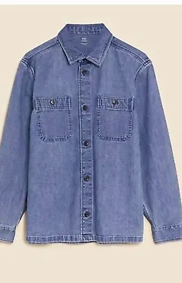 Buy BNWT M&S Collection DENIM OVERSHIRT Worker Utility Shirt Chore Marks Spencer £35 • 19.99£