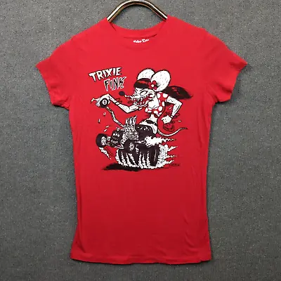 Buy Rat Fink Trixie T-Shirt Girls Medium Teen Juniors Man Eater Fitted Red Ed Roth • 14.18£