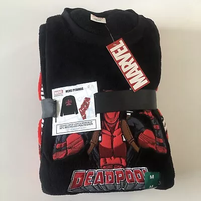 Buy Marvel Deadpool Pyjama Set Polyester Black Red PJ Mens Primark Medium • 19.99£