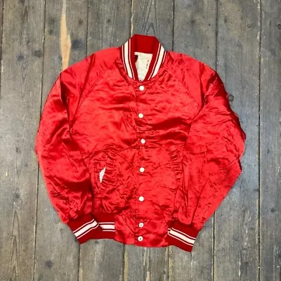 Buy Champion Bomber Jacket Satin USA Baseball 90s Sports Coat, Red, Mens Small • 30£