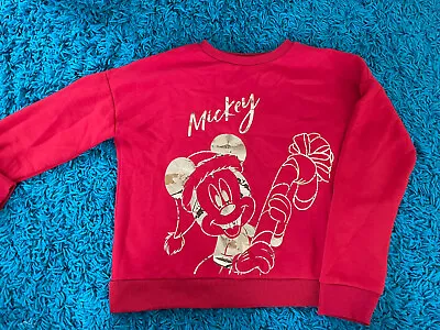 Buy Girls Mickey Mouse Festive Christmas Jumper Size Age 11-12 Years • 7.99£