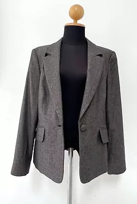 Buy Ladies Planet Grey Viscose/Wool Mix Long Sleeve Tailored Jacket Blazer - Size 14 • 18£