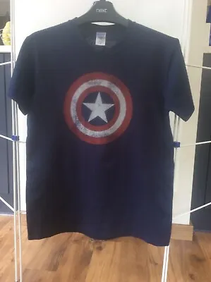 Buy Men's Marvel Captain America Navy T-shirt - Size M • 5£