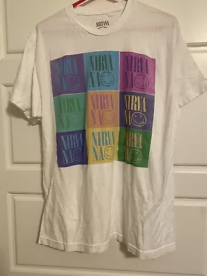 Buy Nirvana Shirt Adult Womens XL White Googley Eyed Smiley Face 100% Cotton • 9.40£