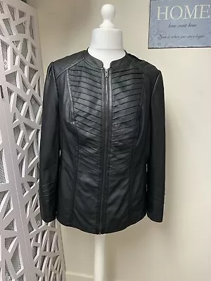 Buy Ladies Jacket Size 22 Black EVANS Faux Leather Biker Coat BNWT RRP £58 • 35.99£