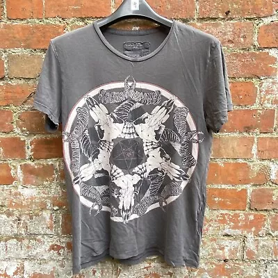Buy AllSaints Ramskull Pentagram T Shirt Men’s Medium Grey Large Front Graphic Print • 24.99£