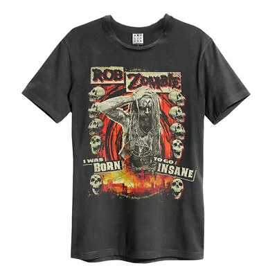 Buy Amplified Rob Zombie Born Insane Mens Charcoal T Shirt Rob Zombie Classic Tee • 19.95£