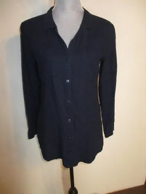 Buy Cloth & Stone FAB! Estes Dark Navy Blue Soft! Rayon Flannel Button Up Blouse   S • 8.69£