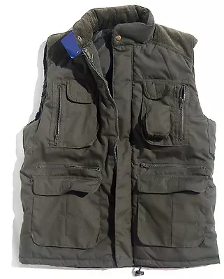 Buy MENS GREEN BODYWARMER Gents XXL Outdoor Country Jacket Padded Multi Pocket Coat  • 24.50£