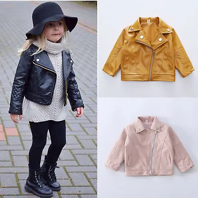 Buy Kids Leather Jackets Jacket Cool Baby Boys Girls Motorcycle Biker Coat Outerwear • 16.88£