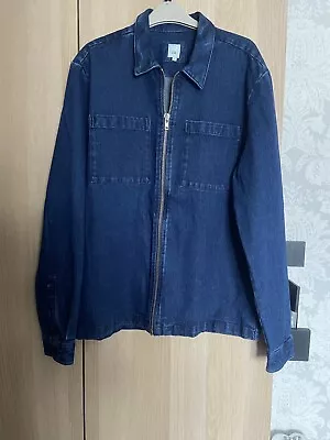 Buy River Island Mens Denim Blue Jacket Coat Size Large L • 10£