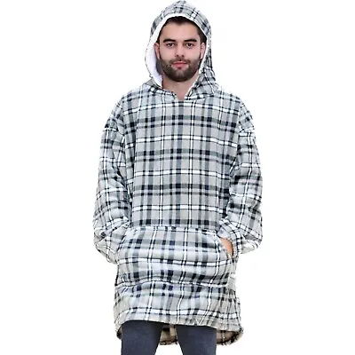 Buy Unisex Men S Ladies Oversized Hoodie Grey Tartan Snuggle Warm Super Soft Blanket • 19.99£