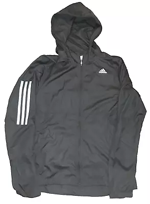 Buy Adidas Womens Windbreaker Jacket 8-10 Small Black Zip Up Lightweight Hooded Top • 12.08£