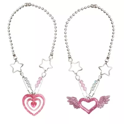 Buy Gothic Pink Heart Pendant Necklace Fashion Jewelry Punk Choker Necklace Gifts • 6.88£