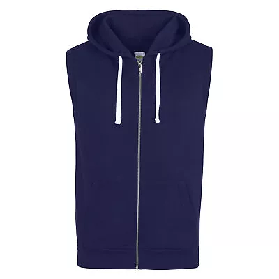 Buy AWDis Just Hoods Mens Sleeveless Zip Hoodie Jacket Pockets 2clrs 5szs RW3480 • 7.59£