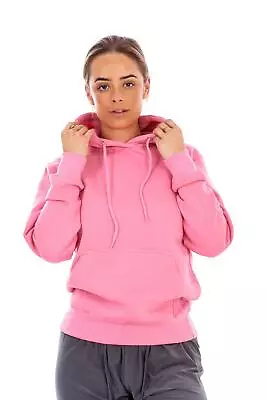 Buy Ladies Pullover Plain Hoodies Branded Pocket Hooded Fleece Top Sweatshirt • 9.99£