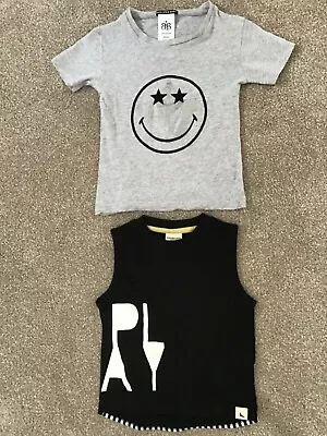 Buy 2 Boys T Shirts - 1 Turtle Dove Black Sleeveless/1 Rock Star Baby Grey 18/24 Mos • 7£