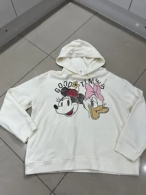 Buy Disney Store Parks Cream Hooded Top Hoodie Minnie Daisy Size L • 15£