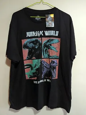 Buy Jurassic World Mens Black Rock Style T-shirt Brand New With Tags (XL) • 9.99£