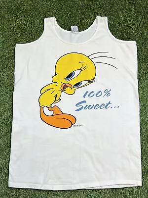 Buy Vintage 1997 Looney Tunes Tweety Bird 100% Sweet Tank Top Dress Women's M/L USA • 10.23£