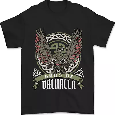 Buy Sons Of Valhalla Vikings Celtic Symbols Mens T-Shirt 100% Cotton • 10.48£