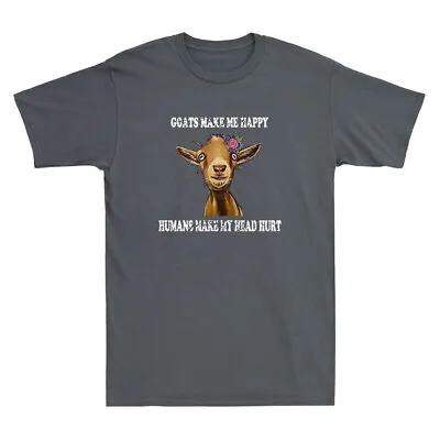 Buy Goats Make Me Happy Shirt, Goat Lover Great Gift Idea Novelty Men's T-Shirt Tee • 14.99£