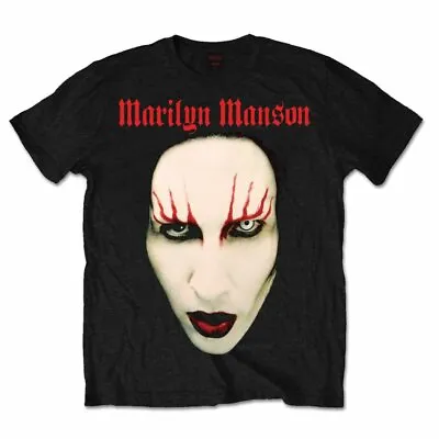 Buy Official Marilyn Manson T Shirt Red Lips Logo Mens Black Rock Metal Tee Merch • 16.28£