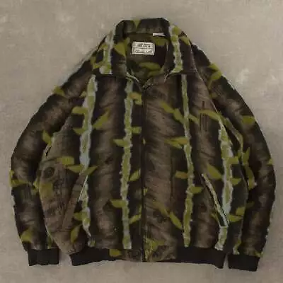 Buy Vintage 90s Camo Fleece Bomber Jacket L Made In Taiwan R.o.c Men's Green • 50£