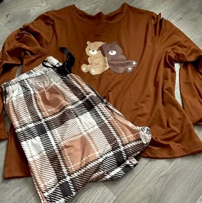 Buy Cute Pyjama Set Ladies Brown Bear Size XL Unworn • 0.99£