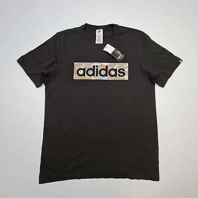 Buy Adidas Mens T Shirt Black Medium Short Sleeves Camo Logo Cotton Top • 9.09£