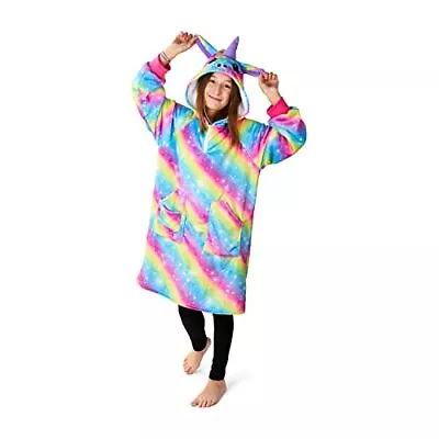 Buy  Kids Unicorn Hooded Hoodie Blanket Sweatshirt Super Soft Warm Comfortabl • 19.99£
