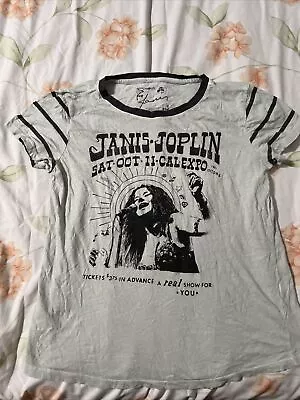 Buy Janis Joplin Women Top Gray T-Shirt Logo A Small • 13.23£