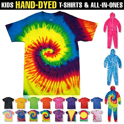 Buy Kids Tie Dye T-Shirt Hand Dyed All-In-One Top Tye Die Colours Festival Vintage • 9.78£