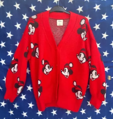Buy Disney Mickey Mouse Size M Santa Hat Red Christmas Cardigan BNWOT RRP. £24.99 • 10£