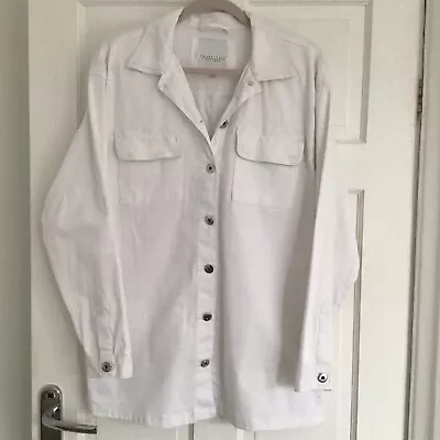 Buy Amara Reya White Oversized Denim Jacket With Stretch Size 10 • 8£
