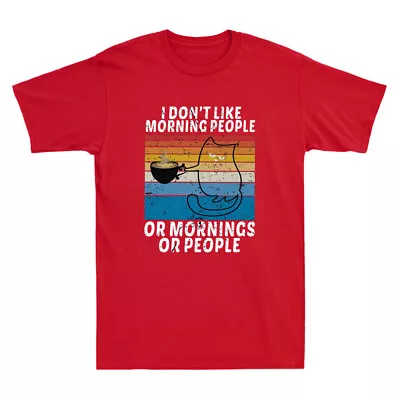 Buy I Hate Morning People And Mornings And People Cat Coffee Vintage Men's T-Shirt • 16.99£